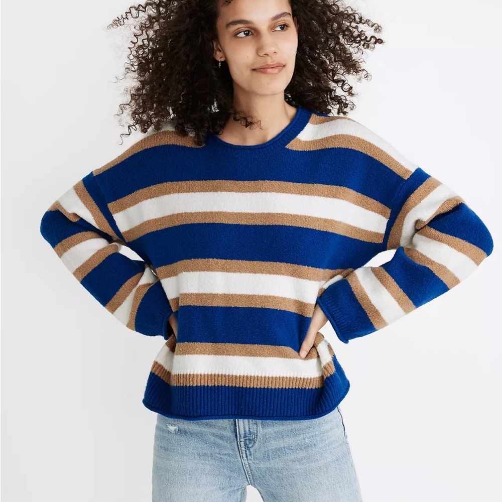 Striped Belmore Pullover Sweater in Coziest Textured Yarn